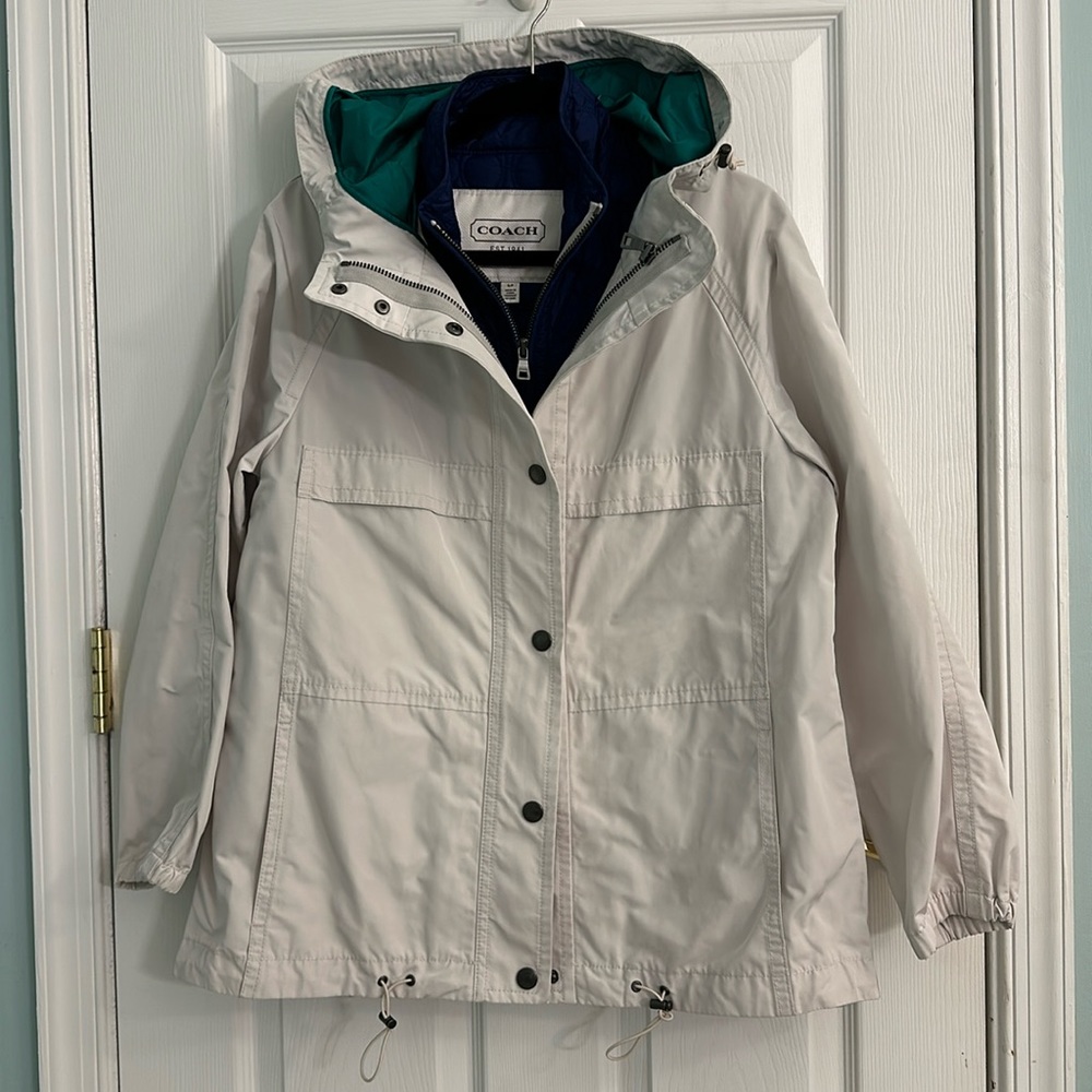 Coach Light Gray Hooded Utility Jacket